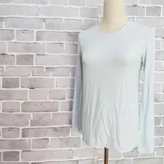 水色 長袖 カットソー クルーネック トップス ロンT 無地 B151