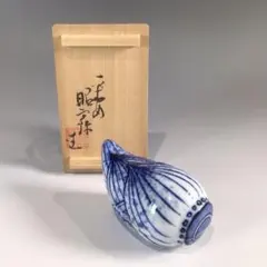 Ｐ５１２　香合　『平安　高野昭阿弥造』『染付』『竹の子香合』　共箱　茶道具のサムネイル