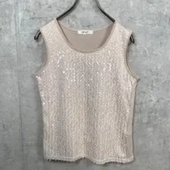 ORSAY タンクトップ スパンコール L相当 ベージュ 伸縮性有 薄手