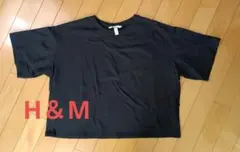 H&M 刺繍入り 半袖Tシャツ ブラック Mサイズのサムネイル