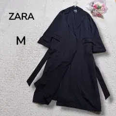 【ZARAザラ】リヨセル　春トレンチコード　ウエストベルト紐　スプリングコート黒