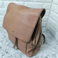 【grove】美品 レザー調リュック バックパック キャメル フラップ 通勤通学のサムネイル