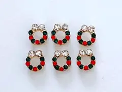 クリスマスリース ネイルパーツ 6個セット