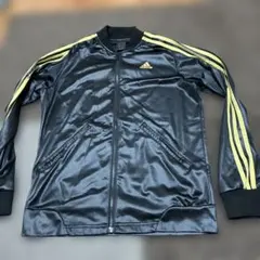 adidas 黒金　レザー風　トラックジャケット