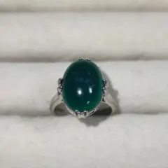 8号 グリーンアゲートシルバー千本透かしリング