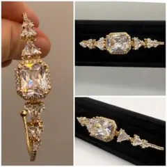 上品 キラキラ ガラス スワロフスキー gem クリスタル ブレスレット 
