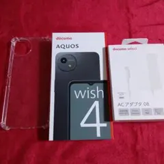 AQUOS wish 4 本体 未使用 アダプタ 箱 Hy携帯ケース 保護シール