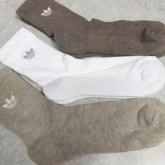 adidas ソックス 靴下 3足 ブラウン グレー ベージュ