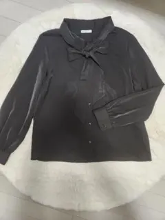 GLACIER 黒 リボン ブラウス M