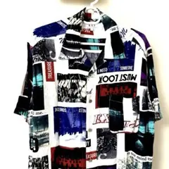 BST半袖オープンカラーシャツ　アロハシャツ フォトプリントマルチカラー　Ｌ