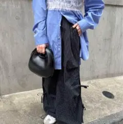 nemne store サイドリボンスノーパンツ ストライプ M