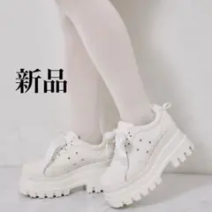 【新品】nice claup 厚底スニーカー　ホワイト　ビジュー　Lサイズのサムネイル
