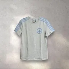 adidas originals スリーストライプTシャツ グレー水色　XL