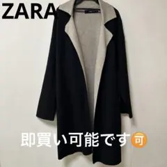 ZARA KNIT 黒とグレー ロングコート Lサイズ