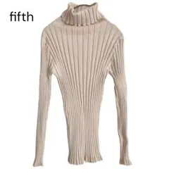 2809 美品 fifth フィフス タートルリブニット 長袖 アイボリーM