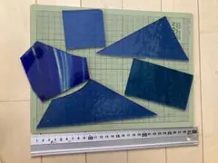 [青系]ステンドグラス　材料　ガラス板　端材