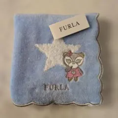 FURLA 水色 星刺繍 ハンカチ