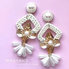 No.119*おすすめ商品　パールカボション　ラタン　ゴールドフラワー　パール