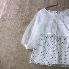ソーノ カットソー ブラウス 1 ホワイト バックリボン シアー ドットトップス