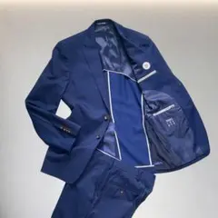 パーソンズ スーツ ネイビー 濃紺 洋服の青山 近年美品 シャドウストライプ Mのサムネイル