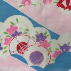 古布206 着物　ハギレ　はぎれ　花　鼓