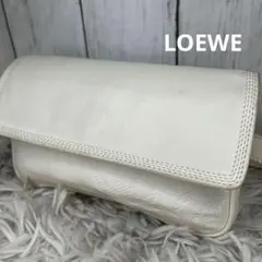 LOEWE ウエストポーチ アナグラム レザー バッグ ウエストバッグ　白