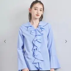 ユナイテッドアローズ】ペプラムブラウス フレアスリーブ 比翼ボタン 