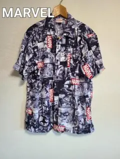 マーベル MAVEL ヒーローズ シャツ 半袖 転写プリント ロゴ 開襟シャツ