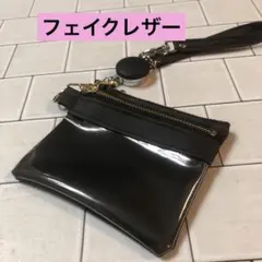 ☆ スマートキーケース　ダブルファスナー　フェイクレザー生地　ハンドメイド