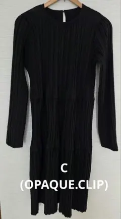 C　(OPAQUE.CLIP) 黒のプリーツワンピース 長袖