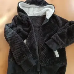 フリースジャケット 黒 フード付き