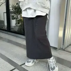 セルフカット　リブ　タイトスカート　スミクロ