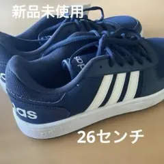 adidas ネイビー スリーストライプス スニーカー26センチ