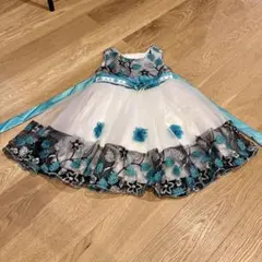 フォーマルドレス ホワイト・ブラック・ターコイズ