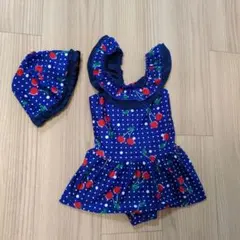 チェリー柄ネイビー水着 100cm