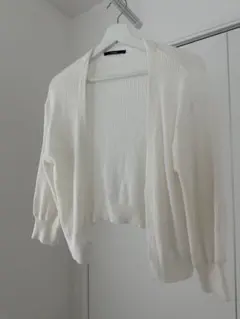 Kastane ホワイト カーディガン 五分袖