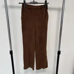 ブラウン スリムフィット スラックス ウエストゴムあり