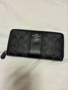 COACH コーチ　シグネチャー　ラウンドジップ長財布　黒