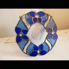 sold out 激安 アンティークデザインの青のリース ☆ステンドグラス