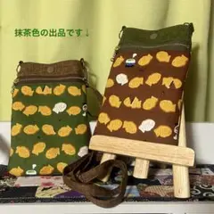 ハンドメイド たい焼き柄スマホショルダーバッグ サコッシュ ポシェット 和柄