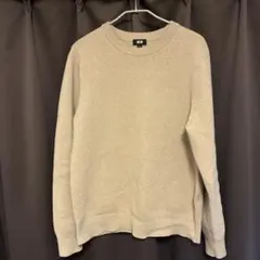UNIQLO ウォッシャブルミラノリブクルーネックセーター　ベージュMサイズ