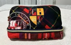 新品 Estee Lauderのチェック柄台形2段ポーチ
