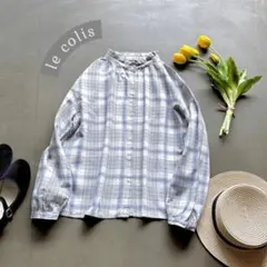 ナチュラン取り扱い le colis ルコリ＊フリル衿 チェック柄 長袖ブラウスのサムネイル