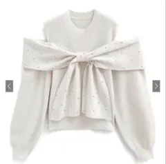 GRL dr784 オープンショルダービジューリボンニットトップス 新品未開封