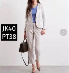 グリーンレーベルリラクシング 洗える ノーカラージャケット パンツ スーツ 春夏