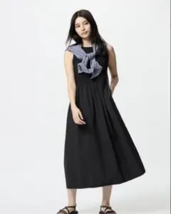 ユニクロ　コンビネーションワンピース　ブラック　S