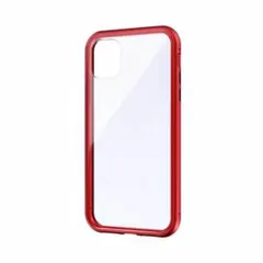 新品 未使用 iPhone 11 Pro Max ガラス アルミケース 透明 赤
