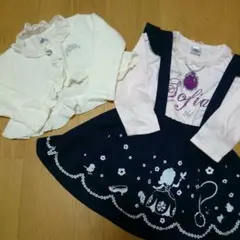 新品USEDちいさなプリンセスソフィアロンＴスカートカーディガン3枚セット110