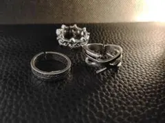 3点セット シルバーオープンリングセット 切りっぱなし メキシカン 切