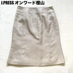 J.PRESS オンワード樫山 ラメ入り フレアスカート ベージュ 白 a177のサムネイル